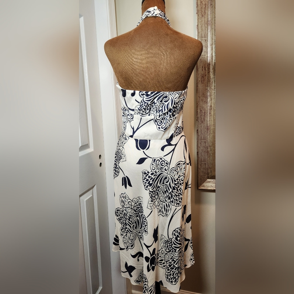 Ann Taylor Blue/Black and White Halter Dress - Picture 3 of 6